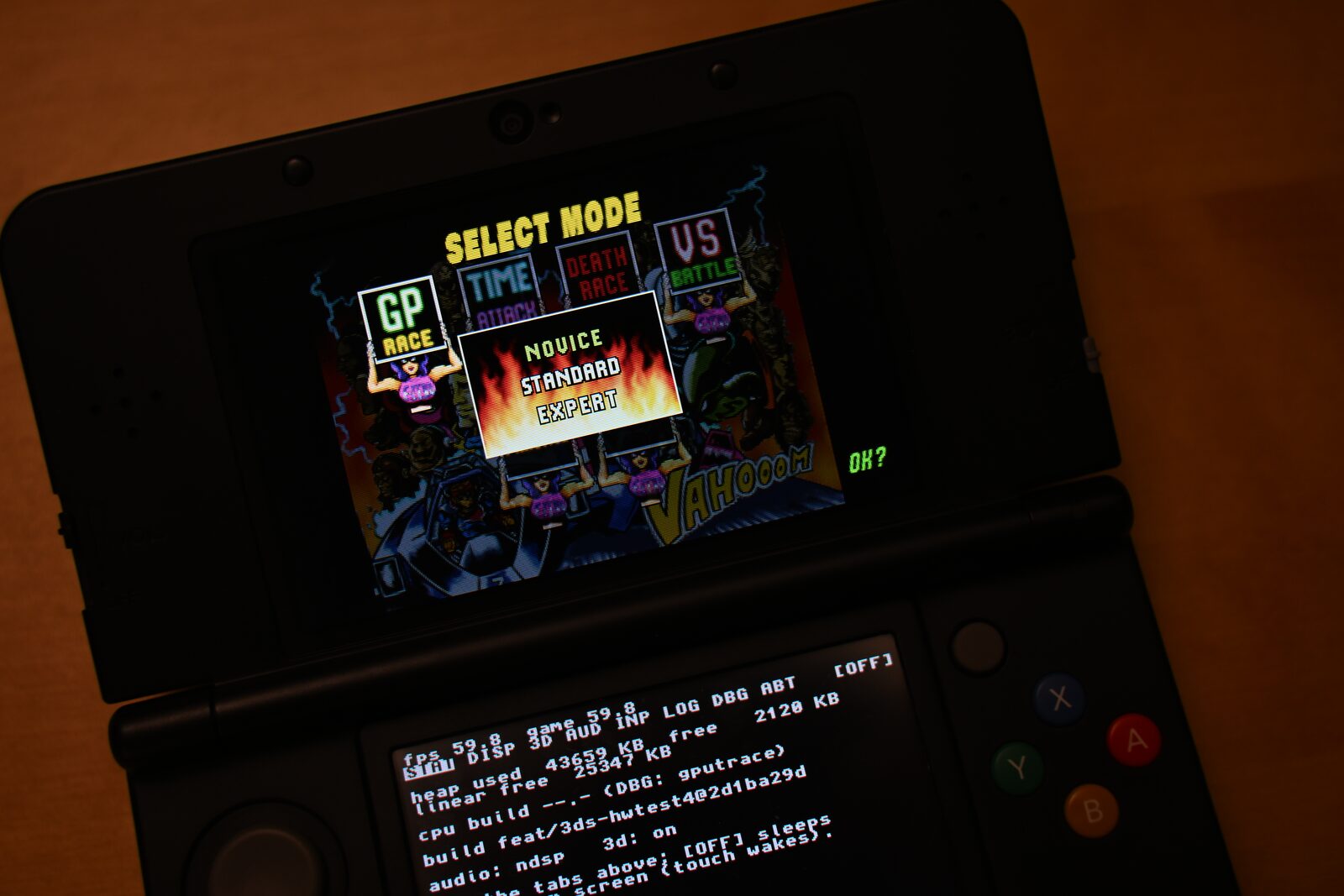 Select Mode screen