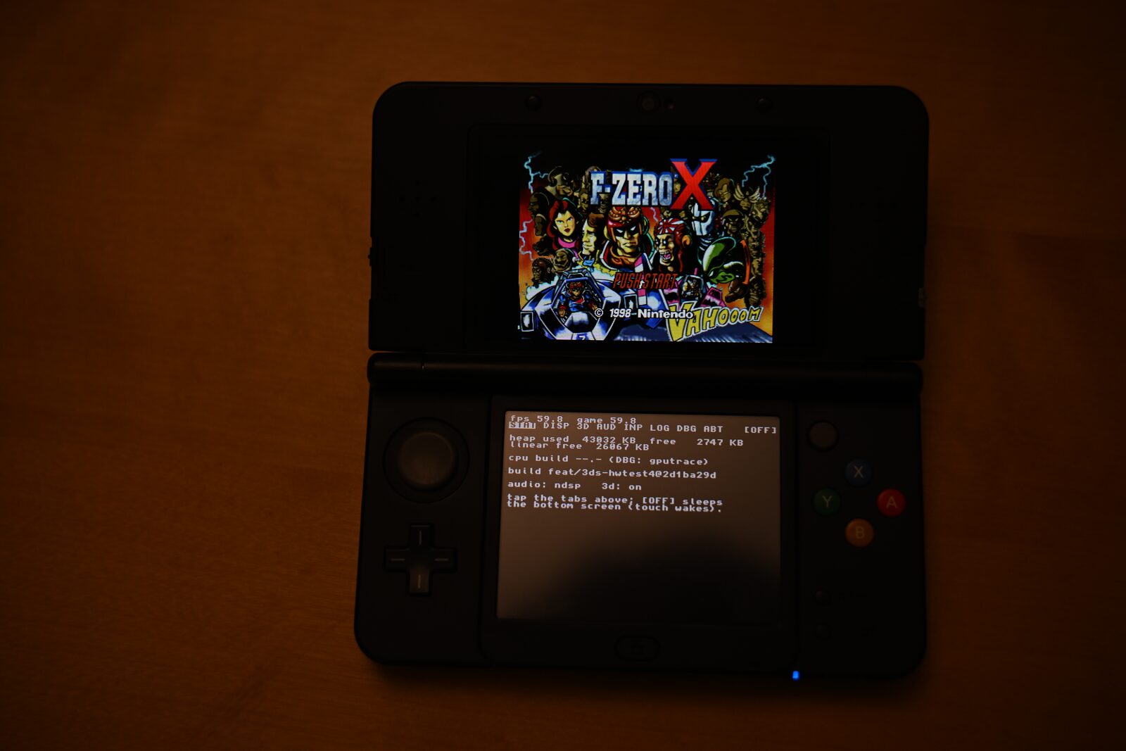 F-Zero X title screen on the New 3DS
